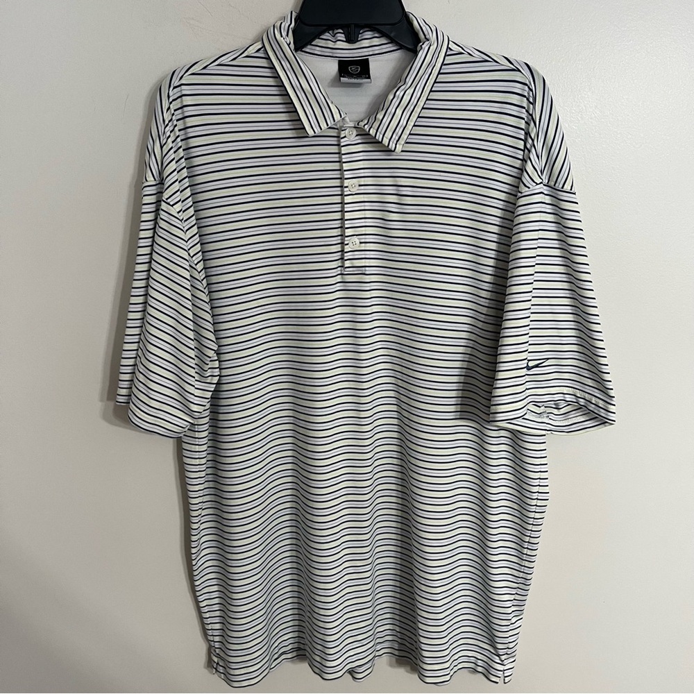 Men’s‎ Nike Golf Sri-Fit UV Multi-Colored Striped Polo Shirt Size XL